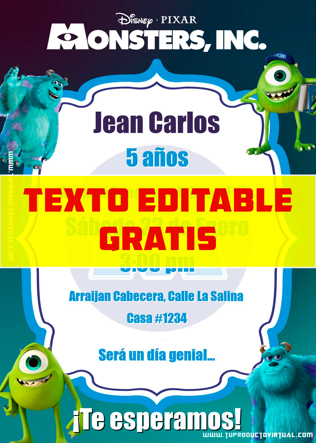 Video Invitaci N De Cumplea Os De Monster Inc Personalizada