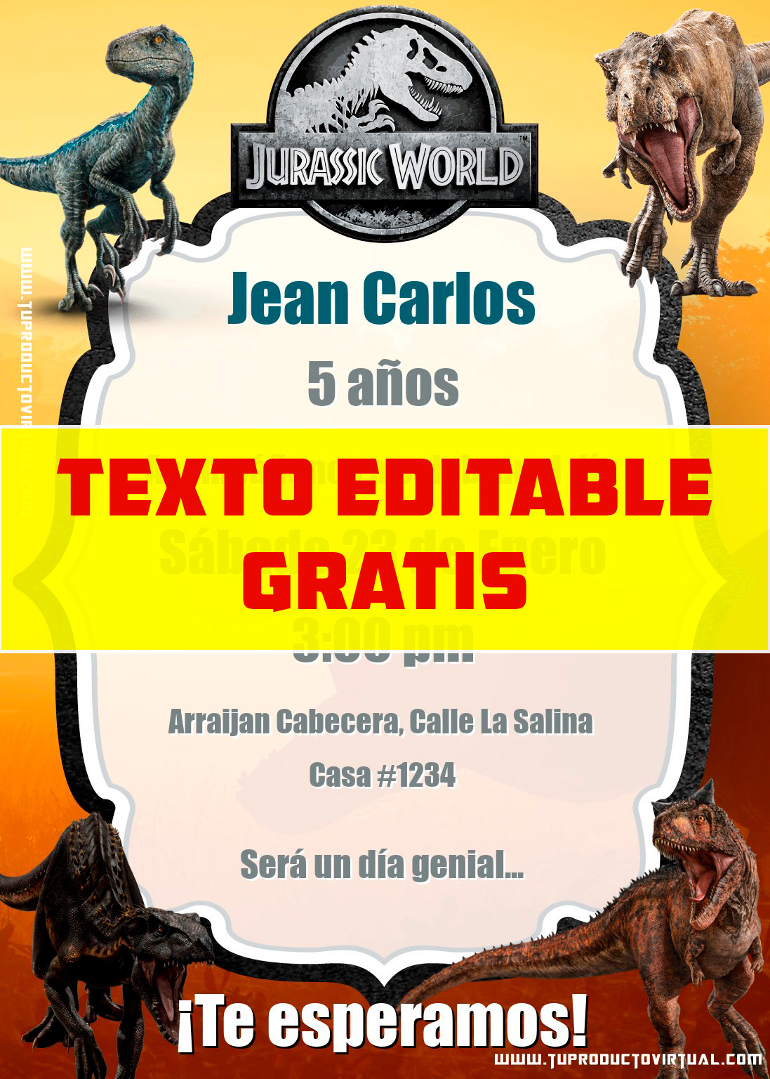 Video Invitación De Cumpleaños De Jurassic World 2024 Personalizada 6876